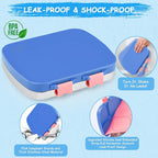 Stainless Steel Bento Box for Kids, Leak-Proof Stainless Steel Lunch Box, 4 Compartments, BPA-Free, Drop-Resistant, with Spoon & Fork, for School & Daycare (Blue Pink Mix)