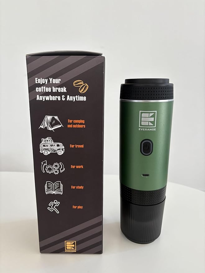 Portable Electric Espresso Machine, Travel Coffee Maker Brewer Compatible with Ground Coffee & NS Capsules (Green with LCD Screen)