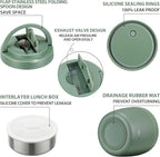 Thermo Food Jar for Hot Food Adults 32OZ Soup Thermo Lunch Containers Wide Mouth Vacuum Insulated Stainless Steel Leakproof Bento Box with Spoon (Green)