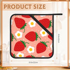 2PCS Fruit Design Strawberry Groovy Floral Pot Holder with Loop,Heat Resistant Oven Pads,Hot Pat for Kitchen Cooking Baking Food