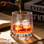 KAMMAK Crystal Old Fashioned Glass Set of 2, 8.79 oz (260ml) Hand Blown Whiskey Glasses, Tumbler with Delicate Rim & Weighted Base, Lead-Free Barware for Scotch, Bourbon, Cocktail