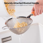 18/8 Stainless Steel Mesh Strainer: U-Taste 5.5 Inch Kitchen Fine Mesh Sieve Food Colander with Riveted Sturdy Silicone Handle and 30 Mesh Hole for Straining Flour, Pasta, Fruit, Quinoa (Orange)
