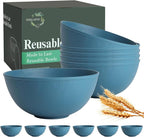 Cereal Bowls 40 OZ Set of 6, Unbreakable Lightweight Bowls Set, Microwave & Dishwasher Safe, Plastic Reusable Cereal Bowls for Soup, Salad, Noodle, Snack, Fruit, Blue