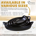 Authentic Chamba Oval Platter with Handles - Elegant, All-Natural Black Clay Roasting Pan for Baking, Roasting and Serving - Stovetop & Oven Safe – Handmade in Colombia – 12 Inches Long