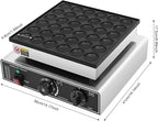 950W Commercial Mini Pancake Maker, 36 Grids Electric Mini Pancake Griddle Non-Stick Stainless Steel Dutch Pancake Maker w/Time & Temper Adjustable|Oil Brushes|Whisk,Large Waffle Machine forRestaurant