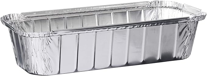 PLASTICPRO [3 Lb 50 Pack Disposable Loaf Pans Aluminum Tin Foil Meal Prep Bakeware - Cookware Perfect for Baking Cakes, Bread, Meatloaf, Lasagna 3 Pound 11'' X 5'' X 2.75''