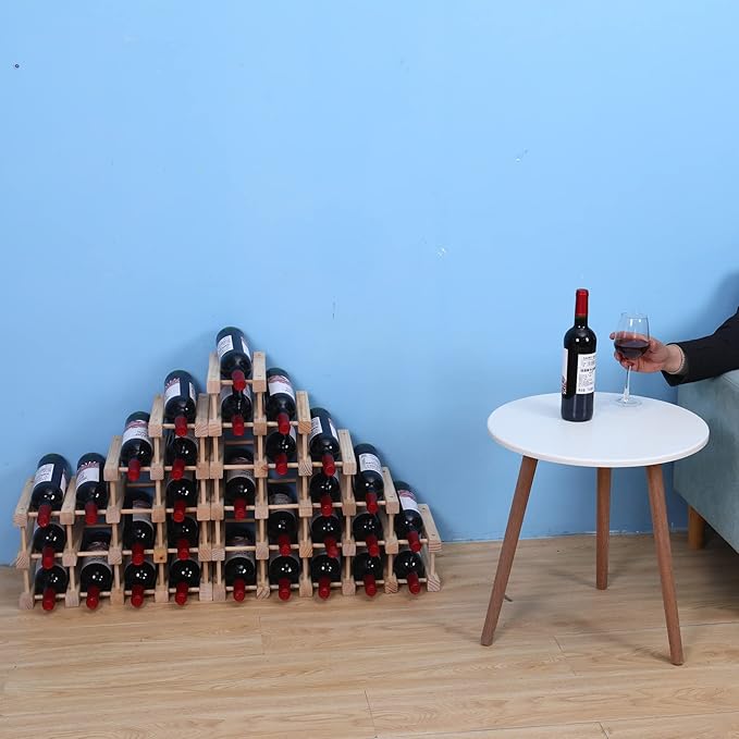 Wine Rack Small countertop Cabinet Stackable Storage Wooden freestanding Floor Wine Holder (20 Bottles)
