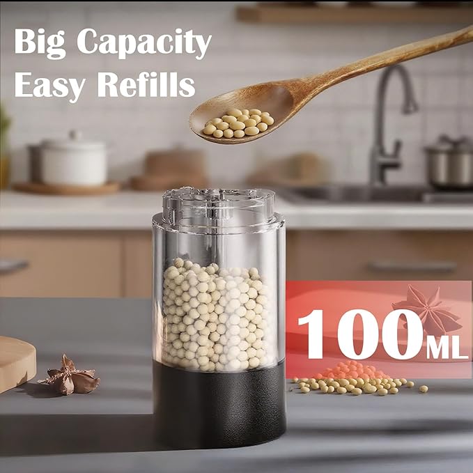 Electric Pepper Grinder Set (2 Pcs) Adjustable Coarseness & One-Touch Grinding with LED Light – Battery-Powered, Large Capacity & Ceramic Blades for Effortless Seasoning