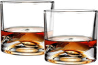 LIITON Mont Blanc Heavy Crystal Whiskey Glasses Gift Set of 2, Thick Freezable Bourbon Glass 1lb Each, Premium Whiskey Gifts for Men, Frozen Crystal Chills Cocktails, 10 oz