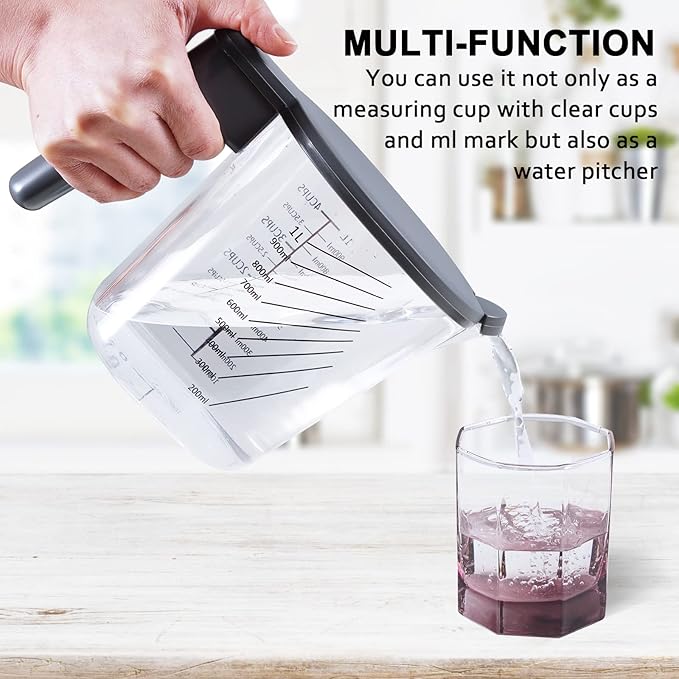 12-Piece Measuring Cups and Spoons Set with Stackable Measuring Cup, Lid, and 2 Grey Silicone Bread Slings, Unique Kitchen Gadgets for Baking and Cooking, BPA-Free, Dishwasher Safe