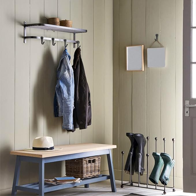 15 Utility Hooks Wall Mounted with 30 Screws - Black Heavy Duty Hooks for Coat, Robe, Bag, Key | Garage Entryway Hanging Organizer, Closet & Bathroom Hardware