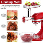 Stainless Steel Food Grinder Attachment for KitchenAid Mixers, Dishwasher Safe Meat Processor Aceesory Included 3 Sausage Stuffer Tubes