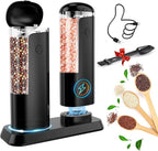 Electric Salt and Pepper Grinder Set: Rechargeable Salt and Pepper Shakers Set Electric For Gravity Spice Grinders Adjustable Automatic Peppercorns Mills Refillable Shaker Mill Large Capacity