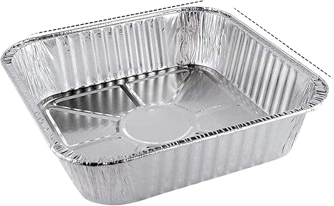 FUNSTITUTION Aluminum Foil Pans 8x8 Inches (30 Pack) - Tin Foil Pans with High Heat Conductivity - Disposable Aluminum Tray Cookware For Baking, Grilling, Cooking, Storing, Prepping