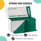 Exquisite Party Solids 54 Inch X 100 Feet Dark Green Plastic Table Cover Roll in A Cut - to - Size Box with Convenient Slide Cutter. Cuts Up to 12 Rectangle 8 Feet Plastic Disposable Tablecloths