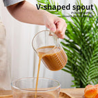 500ML Glass Measuring Cup With Handle, High Borosilicate Glass Three Scales V-Shaped Spout Clear Measuring Cup (OZ, Cup, ML/CC) Easy To Read Kitchen Tools