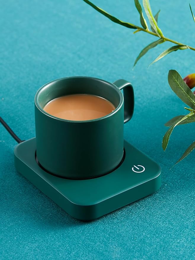 Coffee Mug Warmer, Smart Cup Warmer for Desk, 3 Temperature Control & Auto Shut Off, Electric Cup Warmer for Heating Milk,Tea,Beverage,Candle (Green-No Mug)