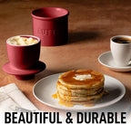 Zulay Kitchen Porcelain Butter Crock With Lid & Knife - Authentic French Butter Dish For Fresh & Spreadable Butter - Garnet