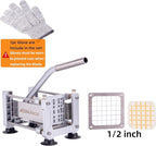 Rismonar French Fry Cutter Stainless Steel Potato Slicer With 1/2in 1/4in 3/8in Blade for Carrots Cucumbers Vegetables (Silver, Machine + 1/2)