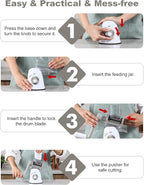 Cheese Grater Rotary, Rotary Grater for Kitchen, Kitchen Grater Vegetable Slicer with 3 Drum Blades, Fast Cutting Cheese Shredder for Vegetables and Nuts