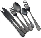 24-Piece Stainless Steel Flatware Set, Matte Black Finish, Service for 4
