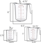 DaYammi Measuring Cups 3-Piece, Unbreakable Food-Grade Plastic Measuring Cup for Dishwasher, 1/2/4-Cup Nesting Liquid Measuring Cups for Prepping, Baking, Cooking, Readable Markings, Clear