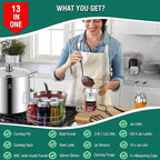 Canning Supplies Starter Kit - Water Bath Canning Pot with Rack,Stainless Steel Canner Kit Set Tools: 2pcs Funnels,3 in 1 Lid Lifter,Ladle,Tongs,Silicon Gloves & Accessories Equipment for Beginner
