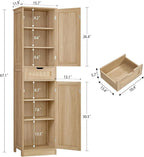 67" H Tall Storage Cabinet with 2 Rattan Doors and 1 Drawer, Narrow Rattan Cabinet with Adjustable Shelves, for Living Room, Entryway, Kitchen, Natural