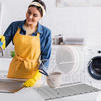 Nuanchu 2pack Large Stone Dish Drying Mat for Kitchen Counter, 23.6"(L)x15.4"(W), Collapsible Diatomaceous Earth Water Absorbing Mat for Dishes Bottles Cups, Match Any Countertop (Light Grey)