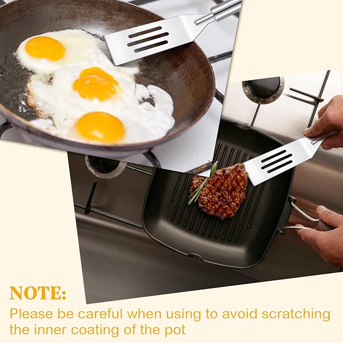 3 Pcs Small Spatula Thin Narrow Silicone Serving Spatula Kitchen Cooking Nonstick Stainless Steel Slotted Turner Pan Flipper for Egg Crepe Cake Fish Pancake Cookie