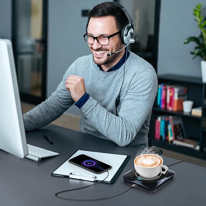 Smart USB Coffee Cup Warmer with Pressure-Induced Auto On/Off, Coffee Accessories for Home Office Desk