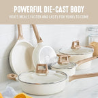 GreenLife 8 Piece Ceramic Nonstick Cookware Set, Induction Suitable Non Toxic PFAS-Free Pots & Pans, Dishwasher Safe, Cooking Set, Stock Pot, Saucepans & Frying Pans, Kitchen Cooking, Granite Cream