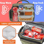 opux Tactical Lunch Box for Men, Olive Mens Insulated Lunch Bag for Adult, Leakproof Soft Lunch Cooler with MOLLE Mesh Side Pockets, Multicam Heavy Duty Lunchbox Pail for Work Women, Large, 18 Cans
