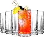 Highball Glasses Set of 6-15 oz Tall Glasses Drinking Set - Elegant Glassware Drinking Glasses for Water, Ice Coffee, Cocktail, Cold Beverage