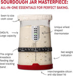 Sourdough Starter Kit – 34oz Starter Jar, 2 Cotton Rope Banneton Proofing Baskets, Magnetic Bread Lame for Scoring – Gift for Bakers & Complete Sourdough Bread Baking Set