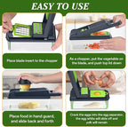 HomeHacks Vegetable Chopper Vegetable Cutter, 12 in 1 Kitchen Gadget, Dicer, Slicer, Onion Cutter, Salad, Cheese Grater & Egg Separator - Multi-Functional Veggie Chopper Lid with Handle (Grey)