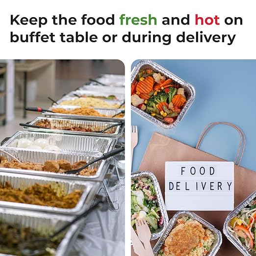 IDL Packaging Aluminum Foil Pans with Lids, Shallow - 75 pc Chafing Dish Set - 25 Full Size and 50 Half Size Steam Table Pans + Lids - Disposable Cookware for Catering, Buffet, Party, BBQ
