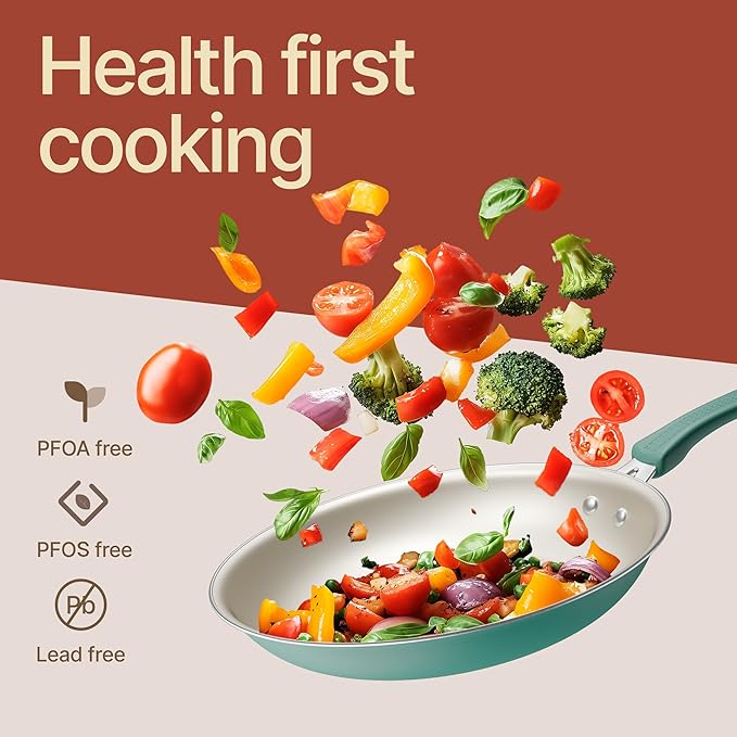 Pots and Pans Set, 22-Piece Non Stick Cookware & Bakeware Sets with Plaid Pattern, Stackable Design, Dishwasher Safe, Stain-resistant, Oven & All-Stove Safe, Tempered Glass Lid,Aqua