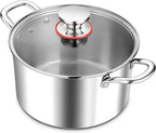 E-far 5 Quart Stock Pot with Lid, 18/10 Tri-ply Stainless Steel Stockpot for Induction Ceramic Gas Stoves, Heavy Duty Cooking Pot for Pasta Soup Stewing Simmering, Oven and Dishwasher Safe