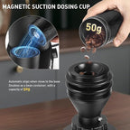 Huanyu Professional Coffee Grinder Adjustable RPM, Time-Based Dosing, Stainless Steel Flat Burr with 8 Stepless Grinding Settings