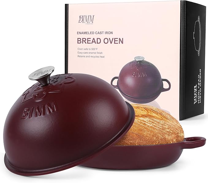 Cast Iron Dutch oven Pot with Lid for Sourdough Bread Baking – Versatile Bread Oven with Non-Stick Enamel Coating, Matte Finishing, Exquisite Embossed Pattern & Ergonomic Handles