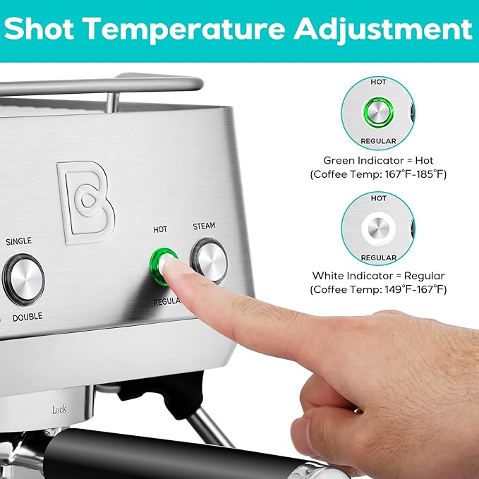 CASABREWS 4700Gense 20-Bar Espresso Machine with Milk Frother and Hot Water Wand, Adjustable Temperature, Ideal for Americano, Latte, Cappuccino