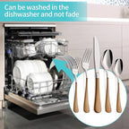 20-Piece Brown Silverware Set for 4, 18/0 Stainless Steel Flatware Cutlery Utensils Set, Include Dinner Knives,Dinner Forks,Dinner Spoons,Salad Forks,Teaspoons,Dishwasher Safe