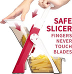 ONCE FOR ALL Safe Mandoline Slicer 5 in 1 Vegetable Cutter, Strips Julienne Dicer Adjustable Thickness 0.1-8 mm for Kitench Fast Meal Prep (Red)