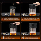 Electric Whiskey Smoker Kit with 6 Flavors Wood Chips, Built-In Lighter Ignites, No Butane Required, Rechargeable Cocktail Drink Smoker Kit, Birthday Bourbon Gifts, Father's Day Gifts for Men-Black