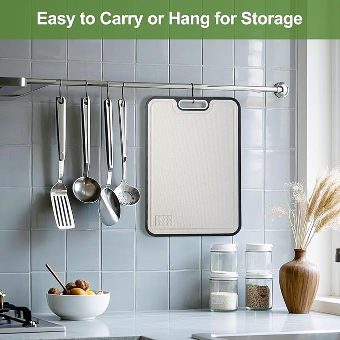 Titanium Cutting Board for Kitchen, Double Side Large Cutting Board for Meats, Fruits And Vegetables, Chopping Board with with Juice Groove, 15.2x10.4inch