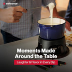 Swissmar Sierra Cast Iron Fondue Set, 1.6 Quart / 1.6 Liter – Perfect for Meat, Cheese, & Chocolate Fondues – Ideal for Family Bonding & Hosting Gifts - 12-Pieces, Deep Blue