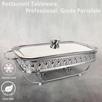 Casserole Dish 6" x 11"Glass Baking Dish with Stainless steel Lid and rack, Silver Rectangle 1.3 Qt Large Baking Pan For Casserole & Lasagna, Microwave Dishwasher Freezer Oven Safe
