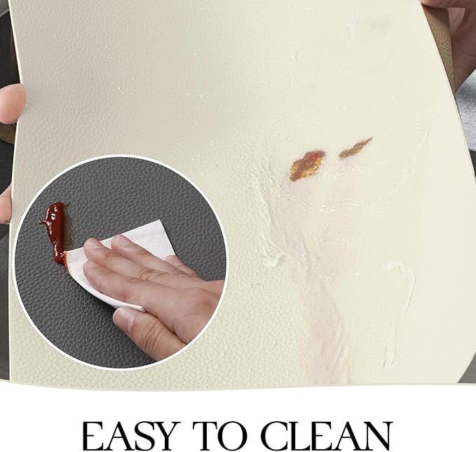 MOSAYT Vinyl Placemats Set of 4, Heat Resistant Place Mats 100% Waterproof Washable & Wipeable Faux Leather Reversible Table Mats for Kitchen Dining Party Indoor Outdoor, 12" x 17", Grey/Beige