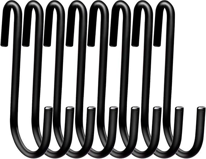 24 Pack ESFUN 3 inch Heavy Duty S Hooks Black Pan Pot Holder Rack Hooks S Shaped Hanging Hooks Hangers for Kitchenware Spoons Pans Pots Utensils Clothes Bags Towels Plants